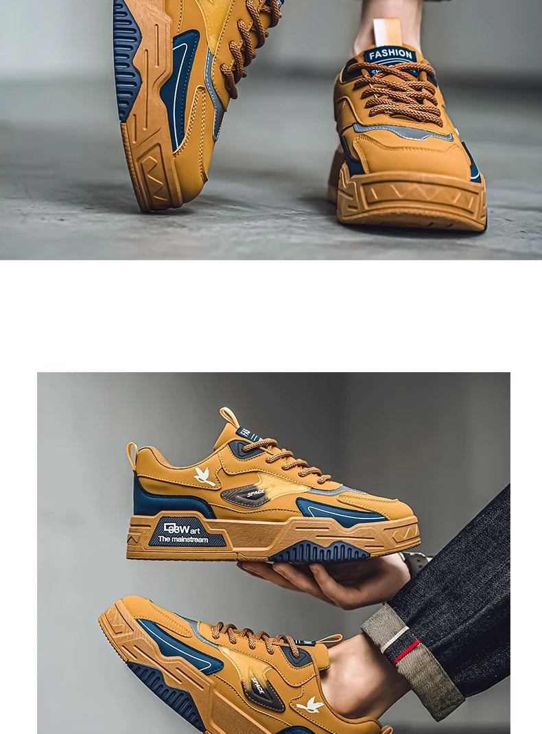 2024 Autumn New Casual Sports Shoes Men's Leather Low-Top Fashion Trend Easiest for Match Running Shoes Men's Skateboard Shoes Suitable for Outdoor Sports