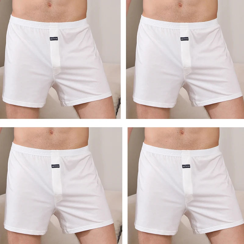 4pcs Male Arrow Pants Men Cotton Boxers Shorts Loose Mid-Waisted Men's Plus Size Underwear Homewear Comfortable Panties