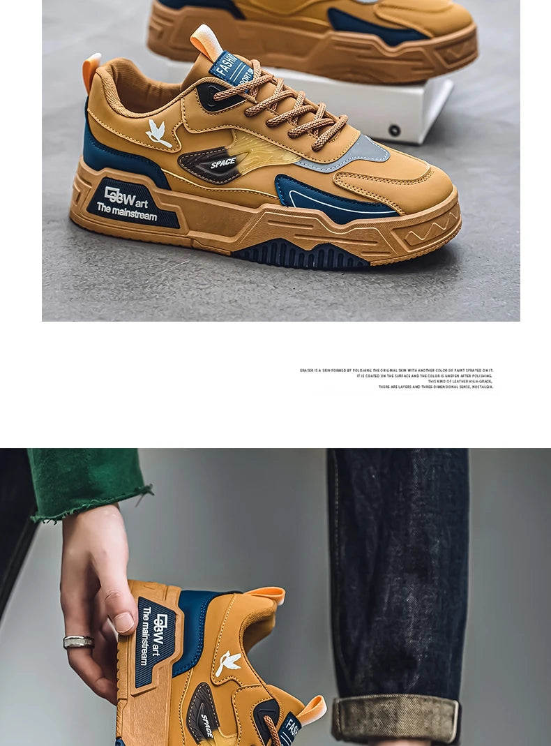 2024 Autumn New Casual Sports Shoes Men's Leather Low-Top Fashion Trend Easiest for Match Running Shoes Men's Skateboard Shoes Suitable for Outdoor Sports