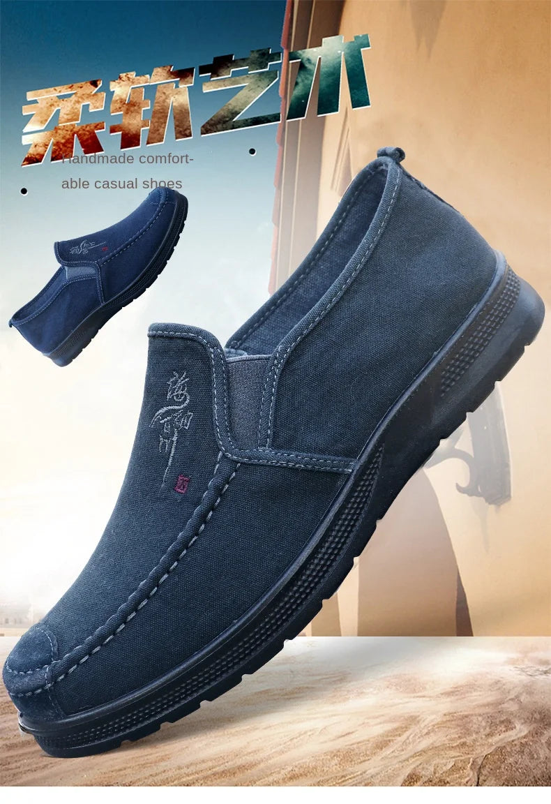 Spring Polyurethane Men Shoes Old Beijing Cloth Shoes Canvas Shoes Men Sports Casual Shoes Breathable Work Shoes