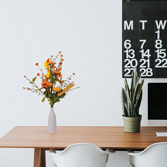 2pcs Silky Flower Bouquets, 21.7" Artificial Flowers for Kitchen & Living Room Decor Table Centerpiece, Spring Summer Home Decor