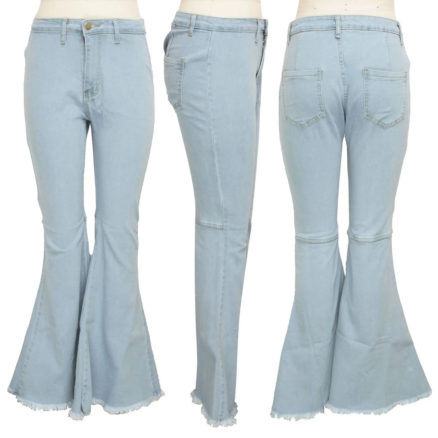 Women Jeans Flare Pants Sexy Denim Long Pant Hip Wrap Casual Solid Elegant Splice Regular Slim Fit High Waist Trousers Summer