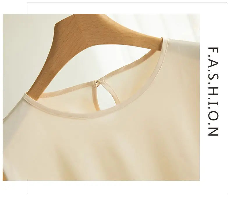 2025 New In Summer Satin Silk Half-Sleeve Tee Tops Basic Solid Women‘s T-Shirt Casual O-neck Thin Shirts Ladies Loose Blouses