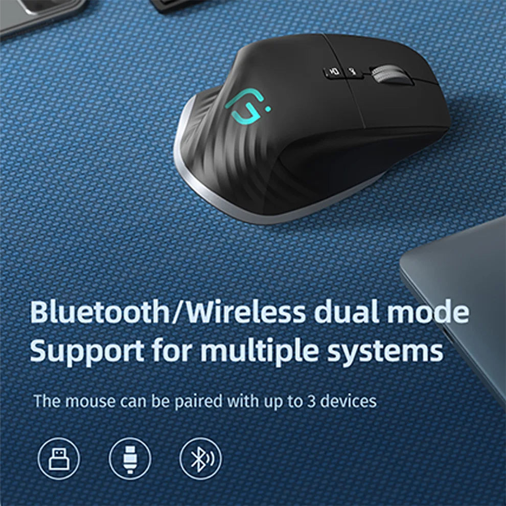 2.4G Wireless Mouse Bluetooth RGB Rechargeable Ergonomic Design Computer Mice For Computer Gaming Office