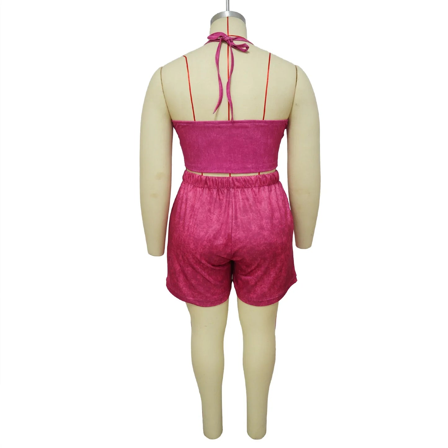Waterarea Plus Size Women's Set Knit Ribbed Tank Top and Pocket Side Shorts Suit 2025 Summer INS Two 2 Piece Set OutfitTracksuit