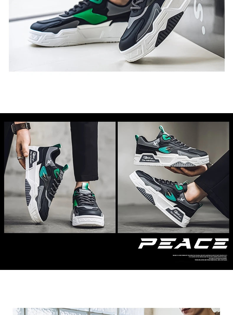 2024 Autumn New Casual Sports Shoes Men's Leather Low-Top Fashion Trend Easiest for Match Running Shoes Men's Skateboard Shoes Suitable for Outdoor Sports