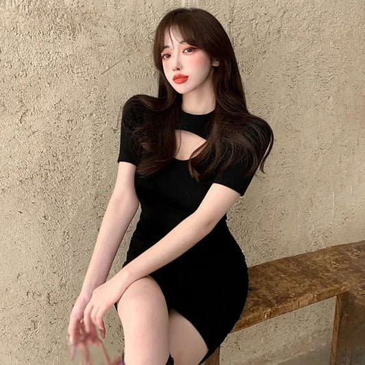 Women Sundress Pleated Vestido Mini Dress Summer Sexy Party Black Bandage Bodycon Pencil Dress Elegant Female Vintage Vestidos