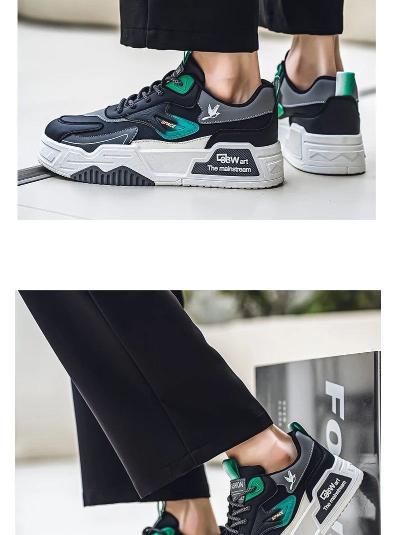 2024 Autumn New Casual Sports Shoes Men's Leather Low-Top Fashion Trend Easiest for Match Running Shoes Men's Skateboard Shoes Suitable for Outdoor Sports