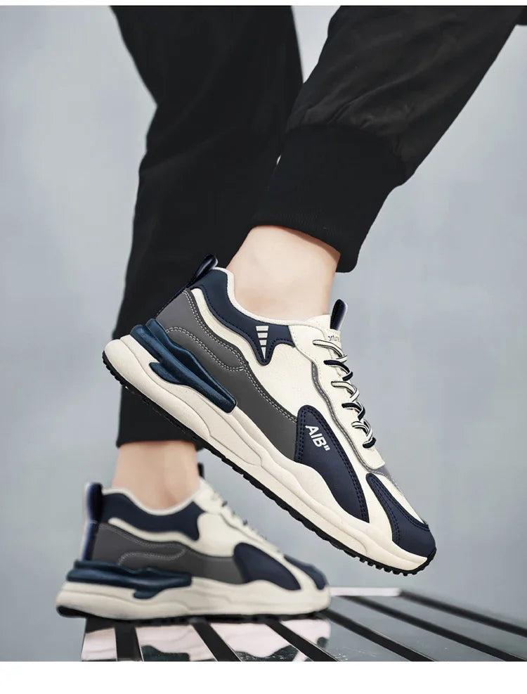 Summer Men's Shoes New Breathable Leather Face Casual Sports Shoes Korean Trendy Versatile Thick Bottom Shoes Casual Old Dad Sho