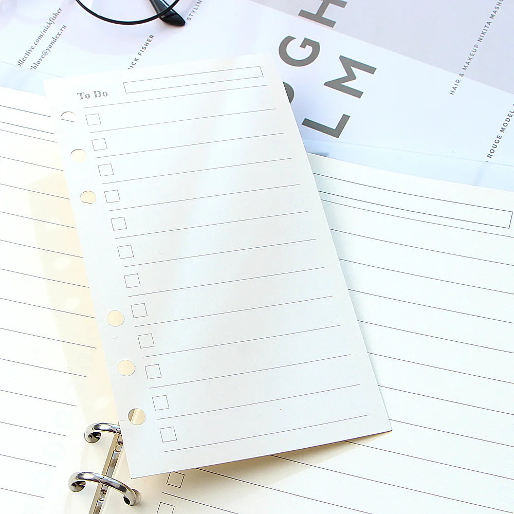 A5 A6 Loose Leaf Notebook Refill Spiral Binder Inner Page Diary Weekly Monthly Planner To Do List Line Dot Grid Inside Paper