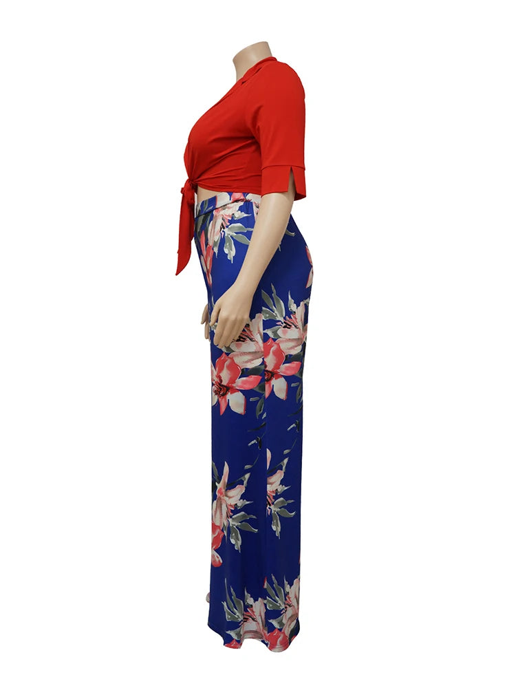 Two Piece Set Women Outfit 2x 3x 4x Summer Suit Elegant Pants and Blouse Set Casual Plus Size Pants Set Wholesale Dropshipping