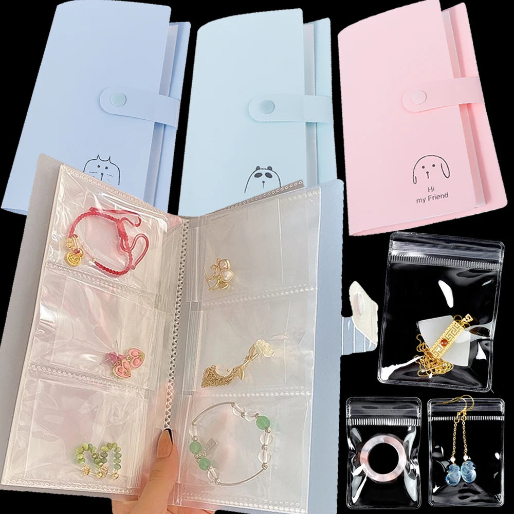 Anti-oxidation Jewelry Storage Albums Desktop Drawer Organizer BoxesTransparent Necklace Bracelet Ring Book Holder Jewelry Bag