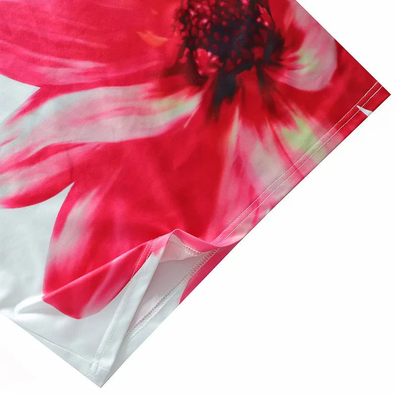 2025 Summer Sexy Women's Breast Top Flower Print Slim-fit Cover Buttock Short Dress Collarless Cover Buttock Skirt
