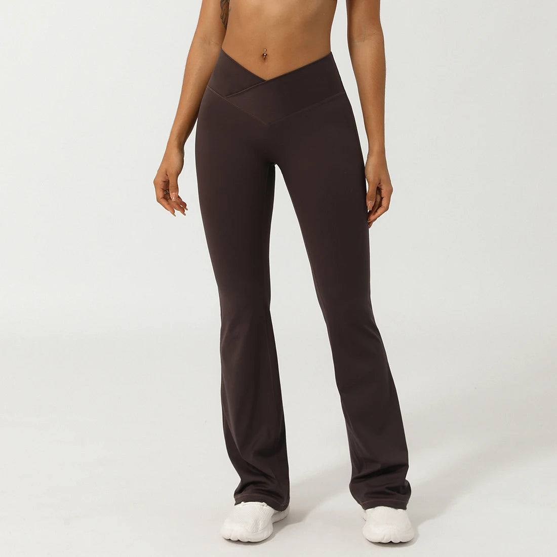 Women Cross Waist Fitness Breathable Yoga Training Gym Outdoor Dance Sport Flare Pants