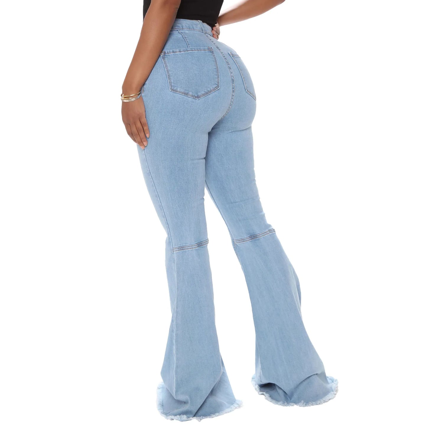Women Jeans Flare Pants Sexy Denim Long Pant Hip Wrap Casual Solid Elegant Splice Regular Slim Fit High Waist Trousers Summer