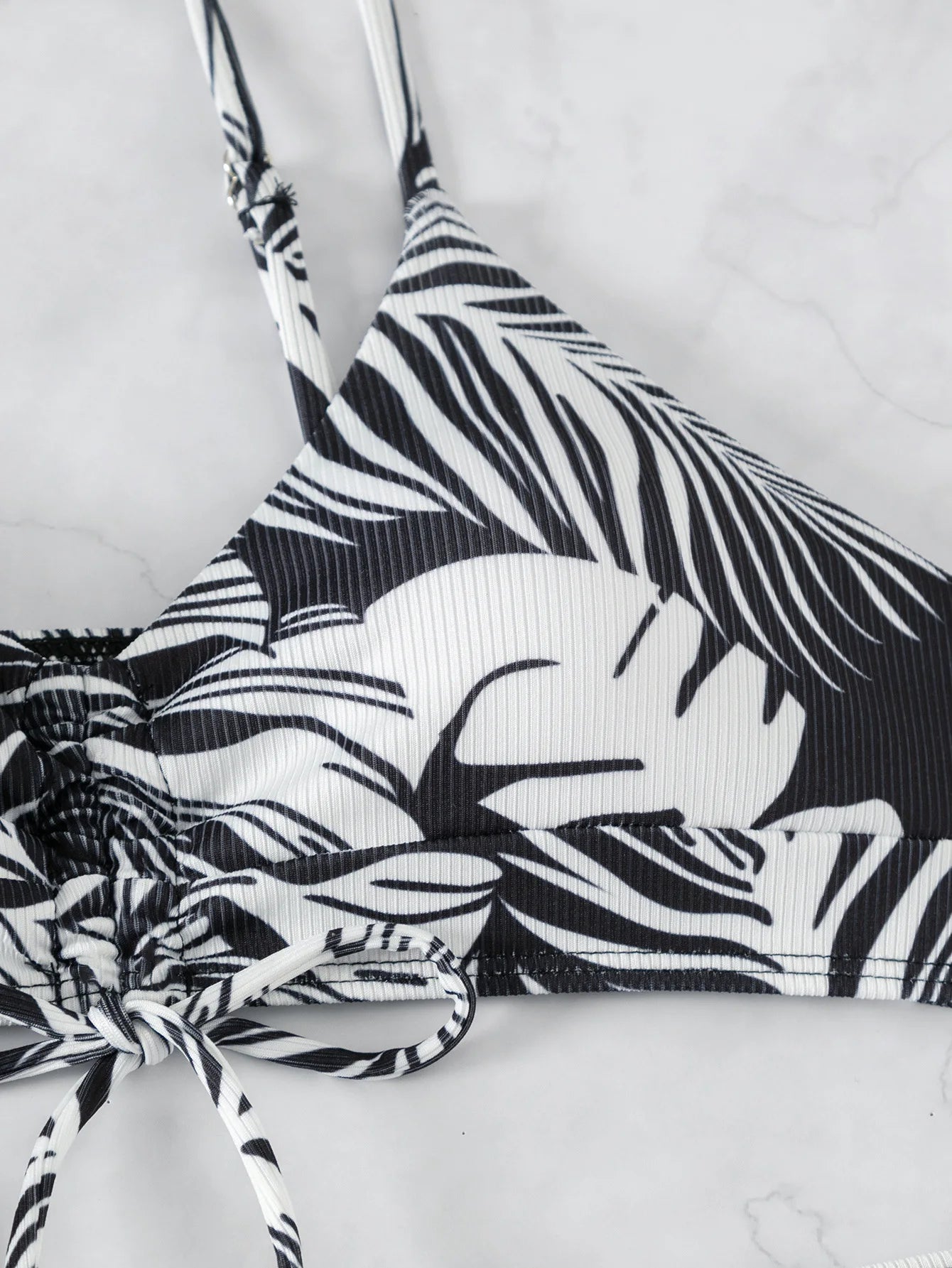 2025 New Women 3 Pieces Swimsuit Leaf Pattern Bikini Set+Long Sleeve Cover Up Tankini Beachwear Drawstring Swimwear Bathing Suit