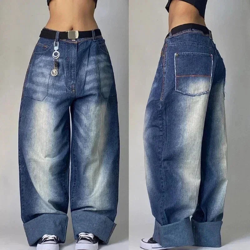 American Fashion Trend Selling Washed Jeans Women Men Y2K New Street Retro Joker Straight Wide Leg Pants Unisex Punk Loose Jeans