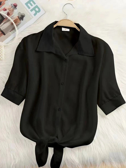 2025 New Womens Tops Fashion Women Summer Chiffon Blouse Short Sleeve Casual Shirt White Ropa Mujer Blusas Feminino