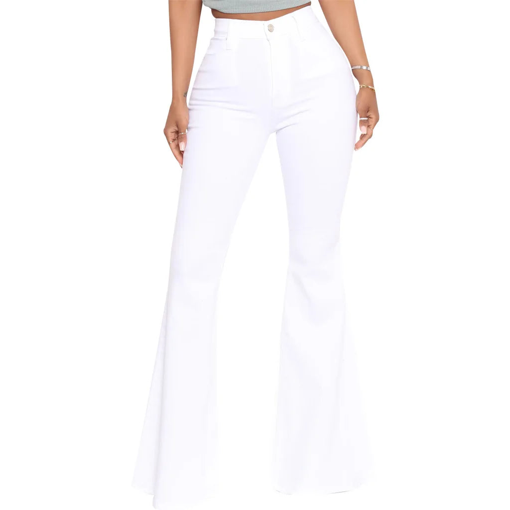Women Jeans Flare Pants Sexy Denim Long Pant Hip Wrap Casual Solid Elegant Splice Regular Slim Fit High Waist Trousers Summer