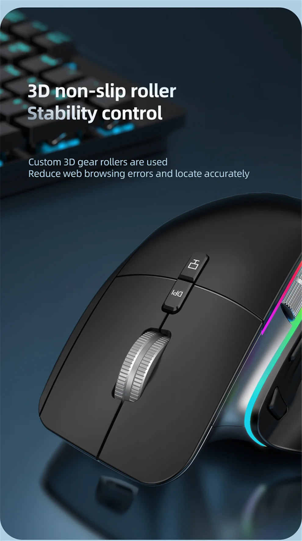 2.4G Wireless Mouse Bluetooth RGB Rechargeable Ergonomic Design Computer Mice For Computer Gaming Office