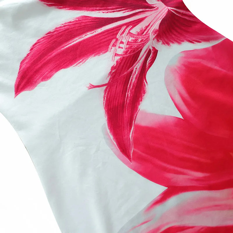 2025 Summer Sexy Women's Breast Top Flower Print Slim-fit Cover Buttock Short Dress Collarless Cover Buttock Skirt