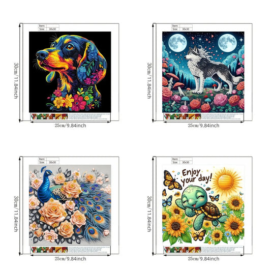 5D DIY a cartoon animal diamond painting kit suitable for Thanksgiving Christmas decoration gift irregular diamond kit craft