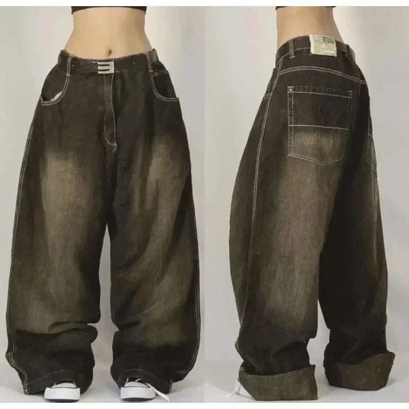 American Fashion Trend Selling Washed Jeans Women Men Y2K New Street Retro Joker Straight Wide Leg Pants Unisex Punk Loose Jeans
