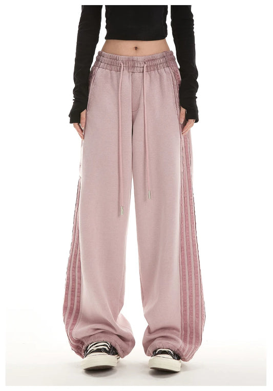 Women's Stripe Autumn/Winter Baggy Pants Vintage Sweatpants Harajuku Aesthetic Y2k Parachute Pants High Waist Trousers Clothes