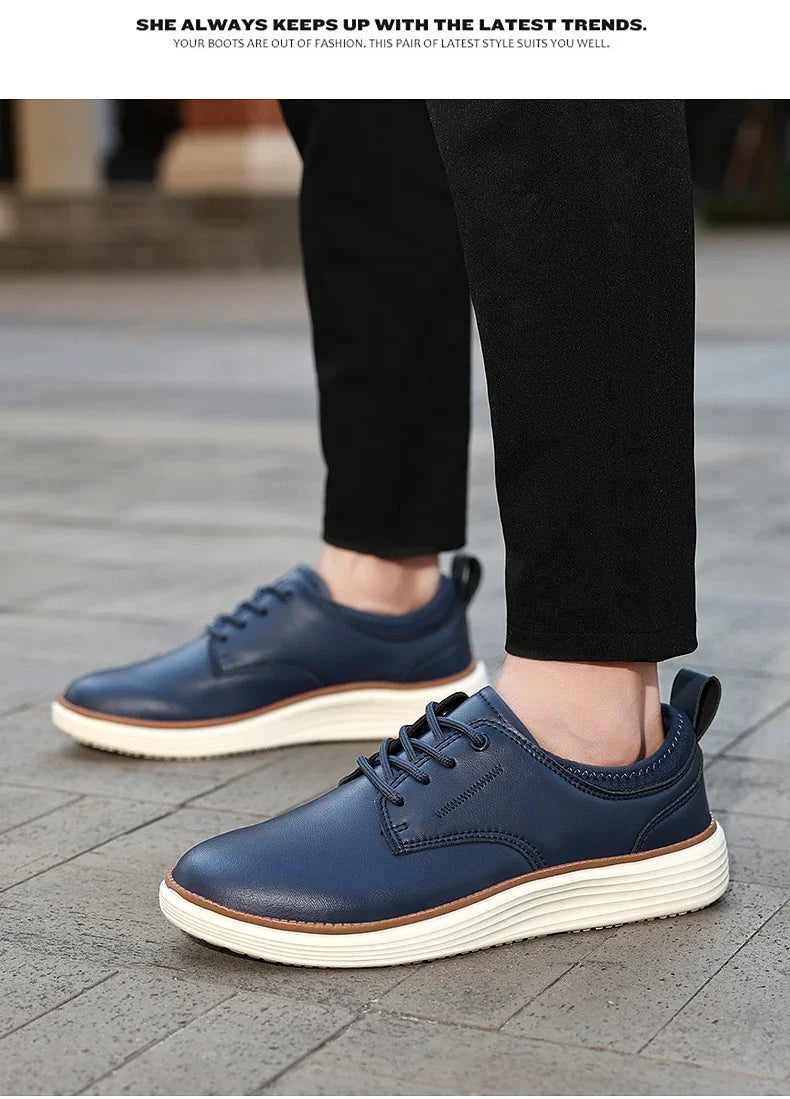 2025 Spring Summer Men Shoes Breathable High Quality Outdoor Footwear Class Leather Upper Anti-Slip Walking Training Sneakers