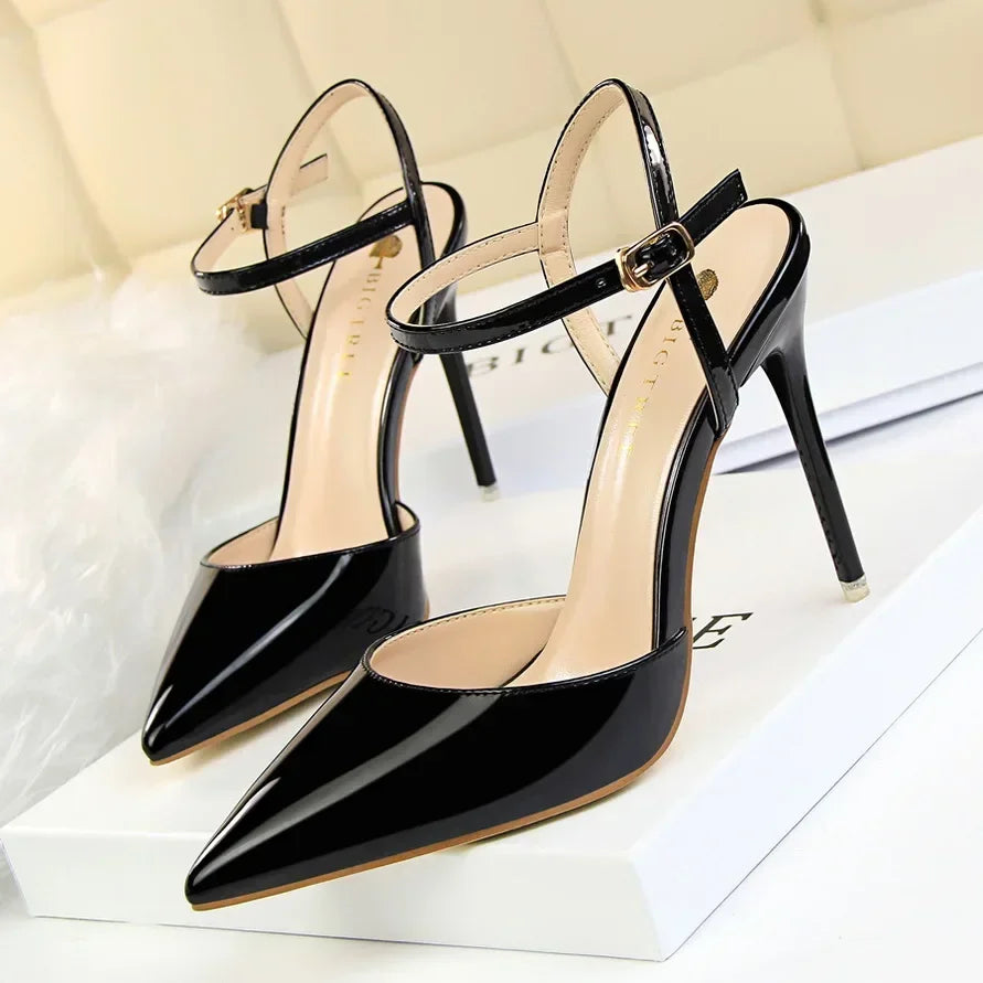 Summer Women Red Blue Sexy Nightclub Stripper Dance Sandals Lady Fetish 10.5cm High Heels Holiday Concise 2024 Versatile Sandles