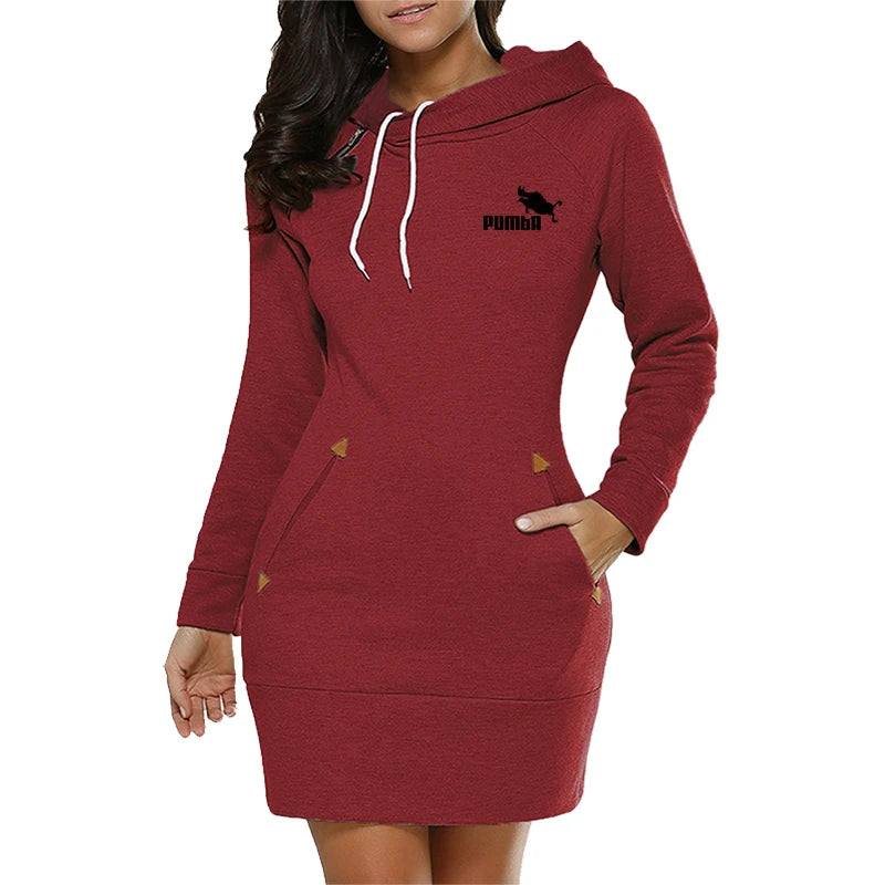 Sweatshirt Womens Dresses Pockets Fashion Casual Zip Neckline Sports Skirt Warm Simple Daily Autumn Hooded Comfort Autumn Winter