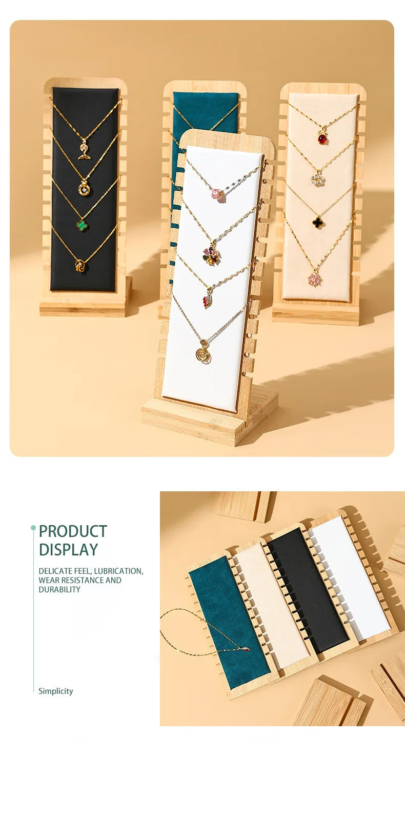 Bamboo Jewelry Display Stand Necklace Display Stand Wooden Multiple Necklace Easel Showcase Display Holder for Necklaces