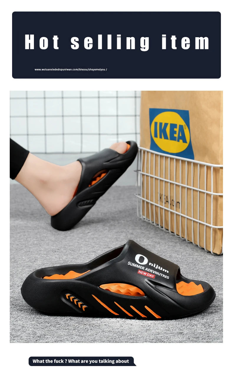2024 New Men Massage Slippers Slides Indoor Outdoor Sandals Beach Casual Shoes Comfortable Sole Men's Slippers Big Size 38-47