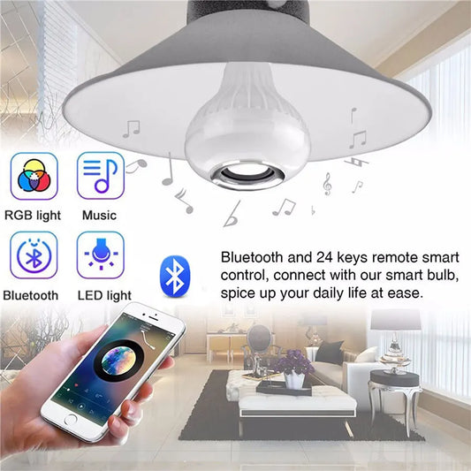 Bluetooth Music Remote Control Bulb with Speaker RGB Color Changing Light Bulb Lamp for Bedroom Party Christmas Halloween Decor