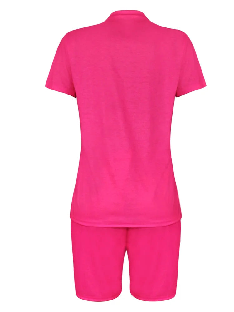 Wmstar Plus Size Two Piece Outfits for Women Tracksuit Shorts Sets Lip Print Top Casual New In Matching Wholesale Dropshipping