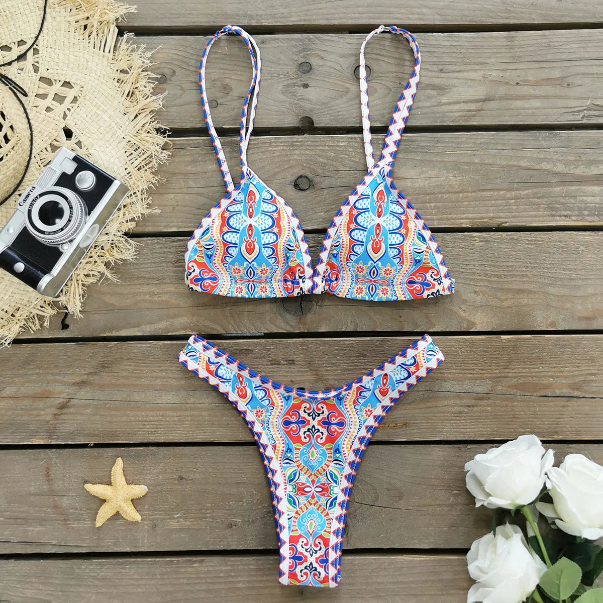 2024 New Sexy Brazilian Bikini Set Women Print Biquini Female Cut Bikinis Swimwear Push Up Swimsuit Bath Suit