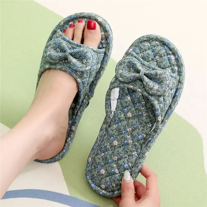 2024 Cotton Shoes Women Household Slippers Indoor Floor Flip Flops Summer Simple Mute Slides Home Sandals Zapatos De Mujer