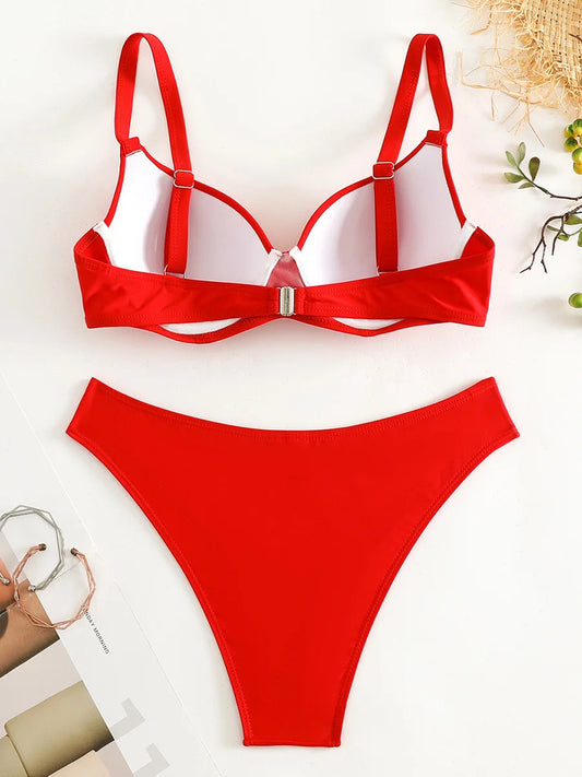 Underwired Bra Cup Brazilian Bikini Female Swimsuit Women Swimwear Two-pieces Bikini Set Push Up Bather Bathing Suit Swim Lady