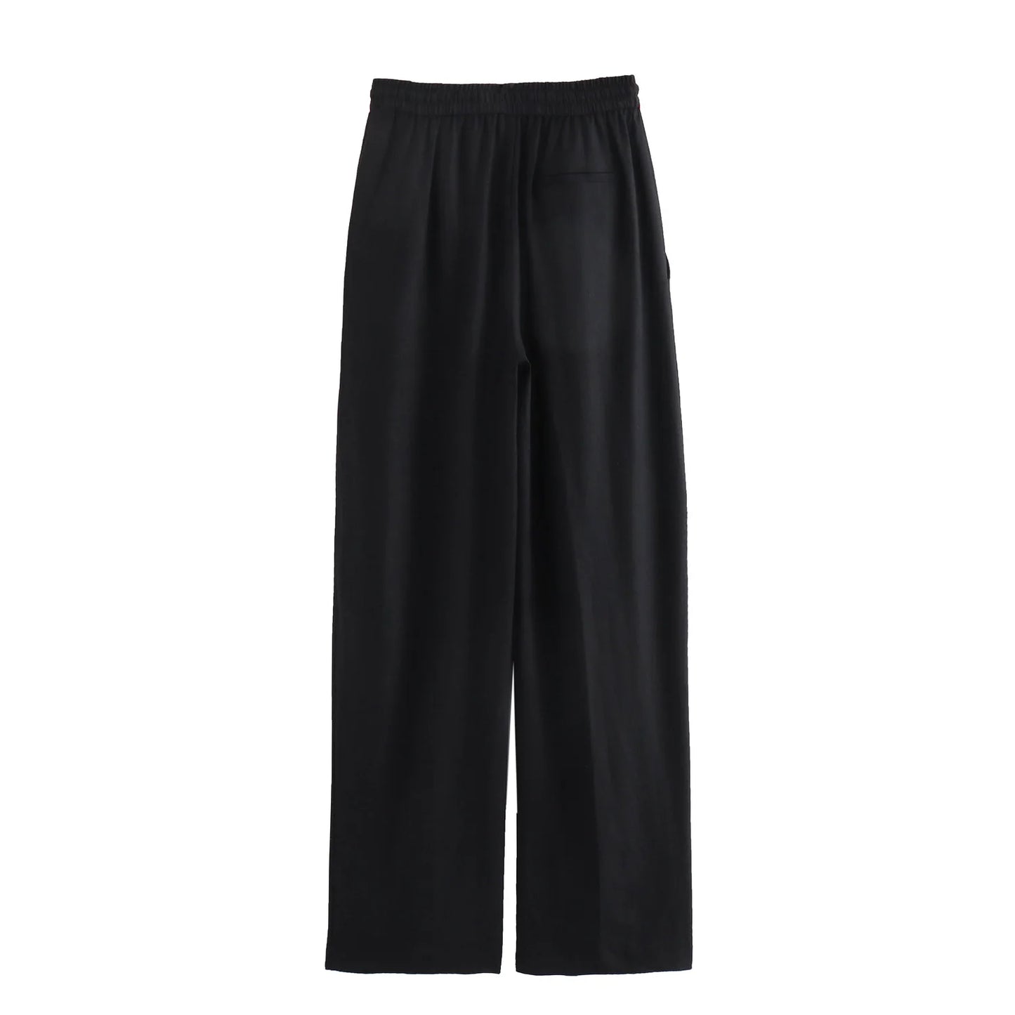 TRAF Women Fashion Spring Summer Lace-up Linen Blended Straight Pants Pocket Office Lady Chic High Waist Trousers Mujer