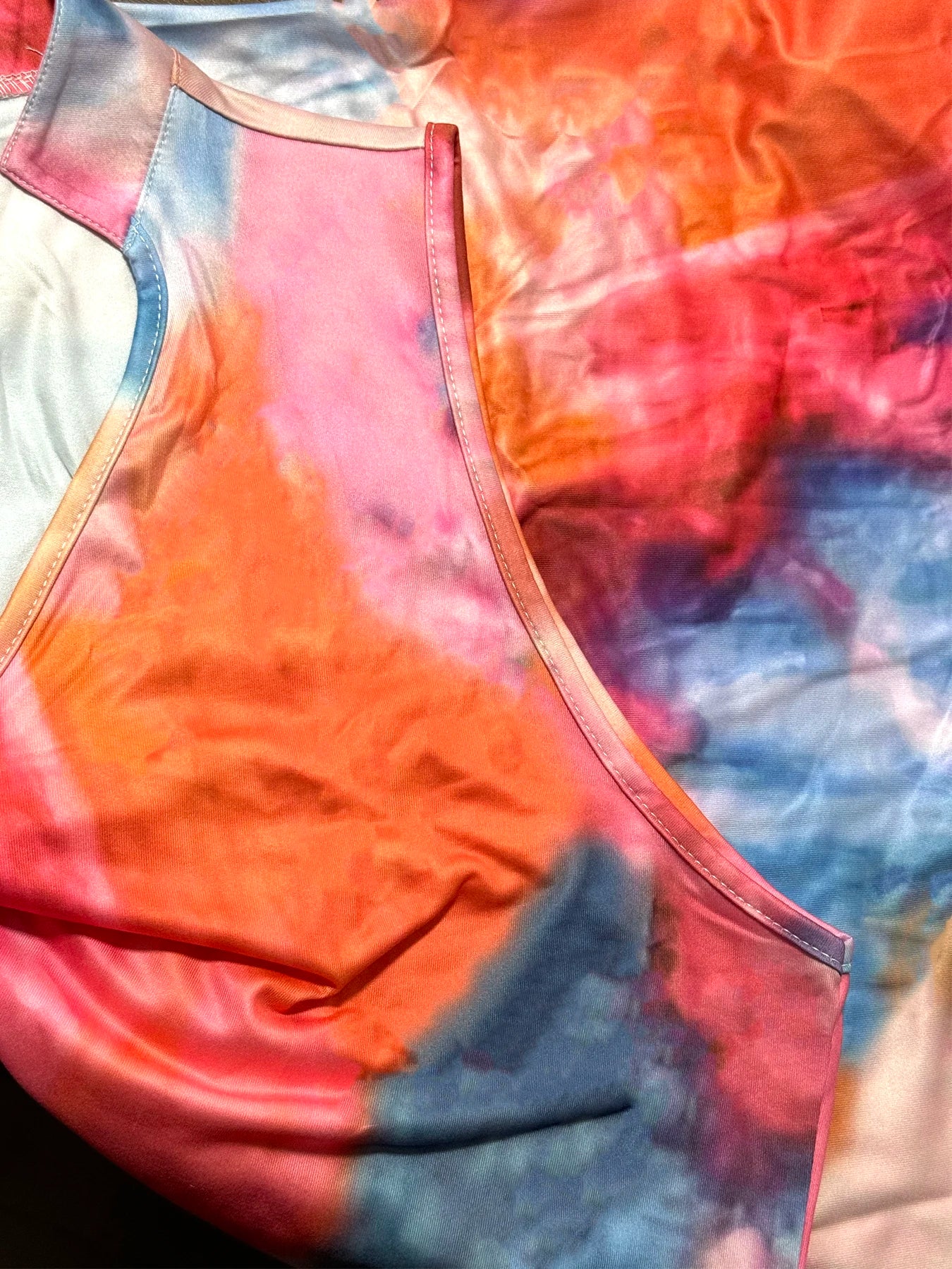 2024 Plus Size Tie Dye Print Two-piece Set V Neck Sleeveless Top & Shorts Outfits Women's Plus Size Clothing