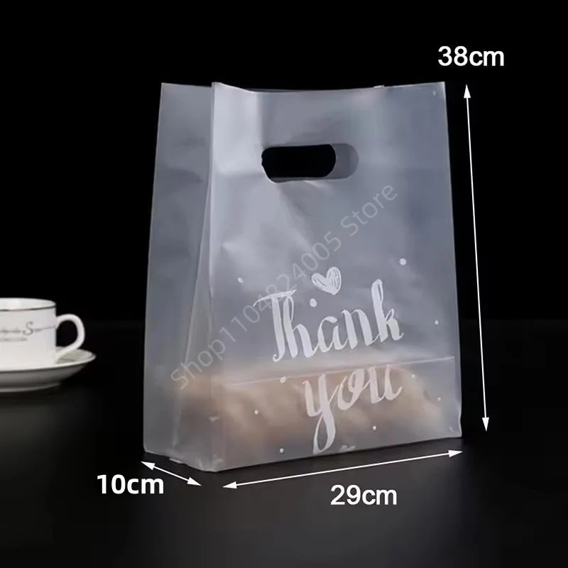 50Pcs Thank You Plastic Gift Bags Shopping Packaging Bag With Handle Christmas Wedding Party Favor Jewelry Clothing Wrapping Bag