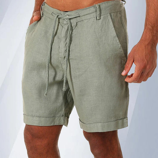 Summer Fashion Mens Linen Shorts Men Cotton Beach Short New Wild Leisure Loose Solid Cargo Shorts for Men Sweatshorts