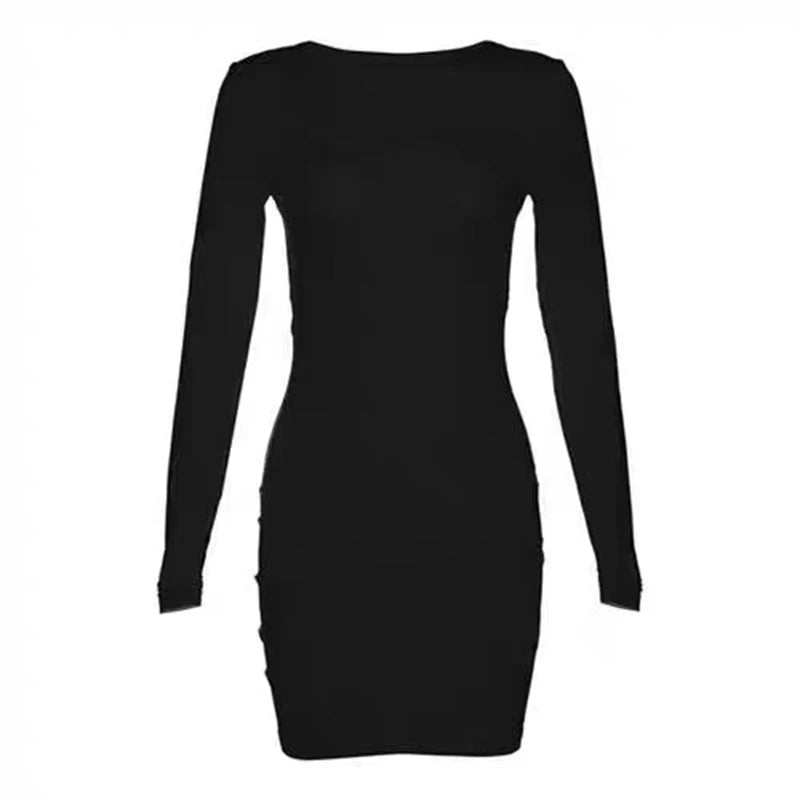 Backless Women Dress Full Sleeve Sexy Solid Fashion Slim Bodycon Ladies Eveing Party Prom Robe New In Clothes Mini Dress Skinny