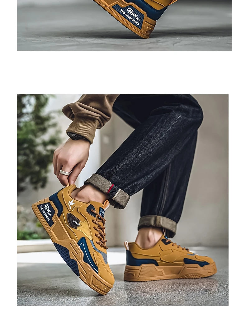 2024 Autumn New Casual Sports Shoes Men's Leather Low-Top Fashion Trend Easiest for Match Running Shoes Men's Skateboard Shoes Suitable for Outdoor Sports