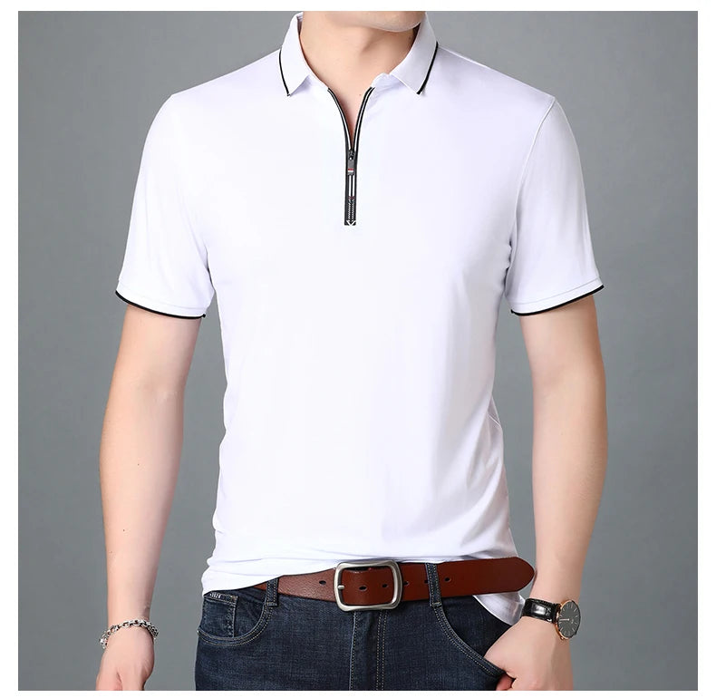 2025 Top Quality New Summer Brand Mens Polo Shirts Designer Plain Zipper Short Sleeve Casual Tops Fashions Man Clothing