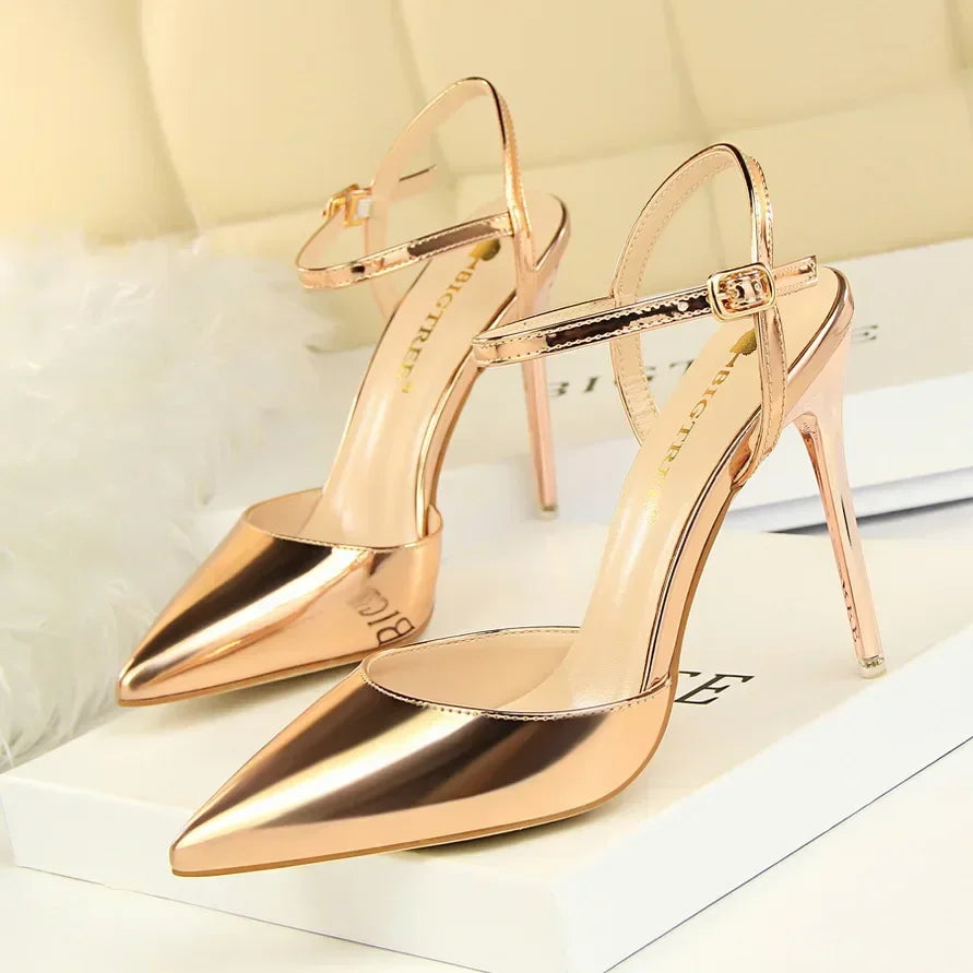 Summer Women Red Blue Sexy Nightclub Stripper Dance Sandals Lady Fetish 10.5cm High Heels Holiday Concise 2024 Versatile Sandles