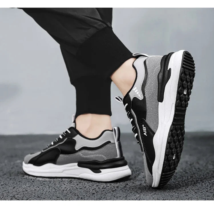 Summer Men's Shoes New Breathable Leather Face Casual Sports Shoes Korean Trendy Versatile Thick Bottom Shoes Casual Old Dad Sho