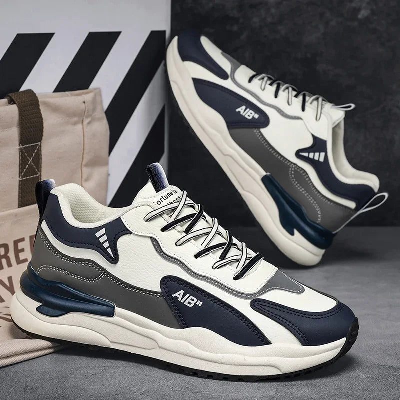 Summer Men's Shoes New Breathable Leather Face Casual Sports Shoes Korean Trendy Versatile Thick Bottom Shoes Casual Old Dad Sho