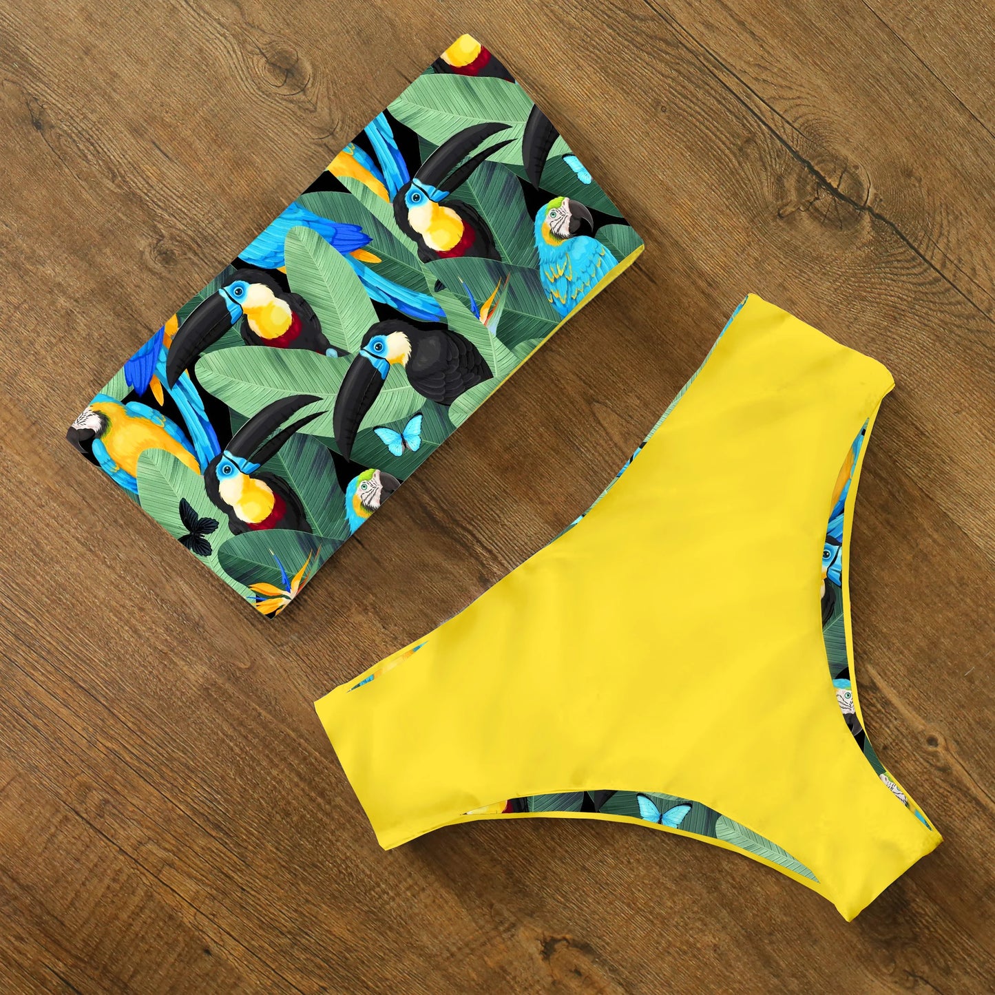 2024 New Sexy Low Hight Bikini Set Swimwear Women Bandeau Female Print Floral Strappy Swimsuit Bathing Suit Beach Wear Biquini