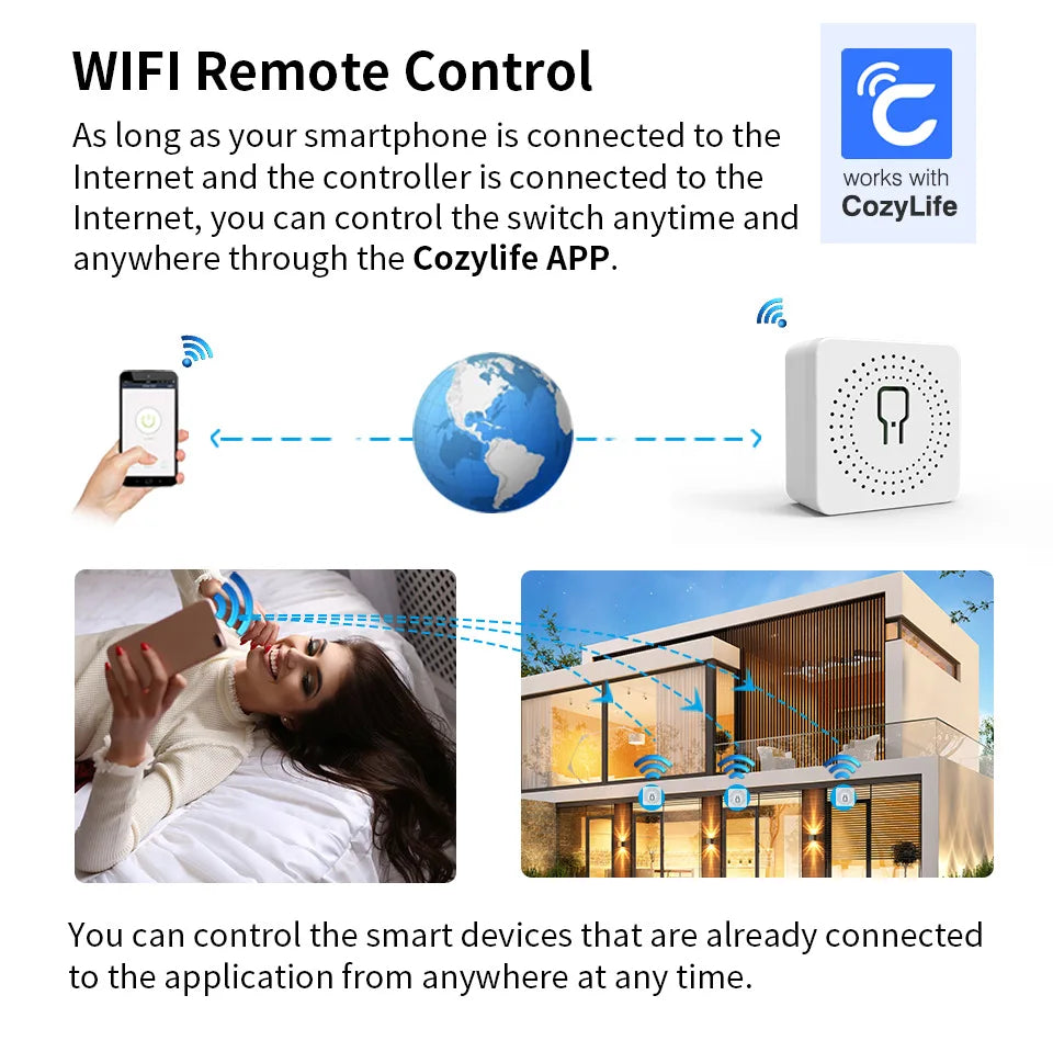 10 Pcs Smart Wi-Fi Switch Work With CozyLife APP Remote & Voice Control (Alexa/Google Home),16A Smart Wi-Fi Power Controller